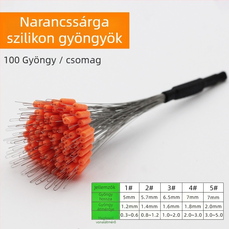 Szilikon horgász gyöngyök – anti-tekeredés, megerősítve fenekező horgászathoz (anyag: szilikon; csomag 100 darab)
