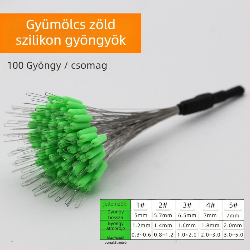Szilikon horgász gyöngyök – anti-tekeredés, megerősítve fenekező horgászathoz (anyag: szilikon; csomag 100 darab)