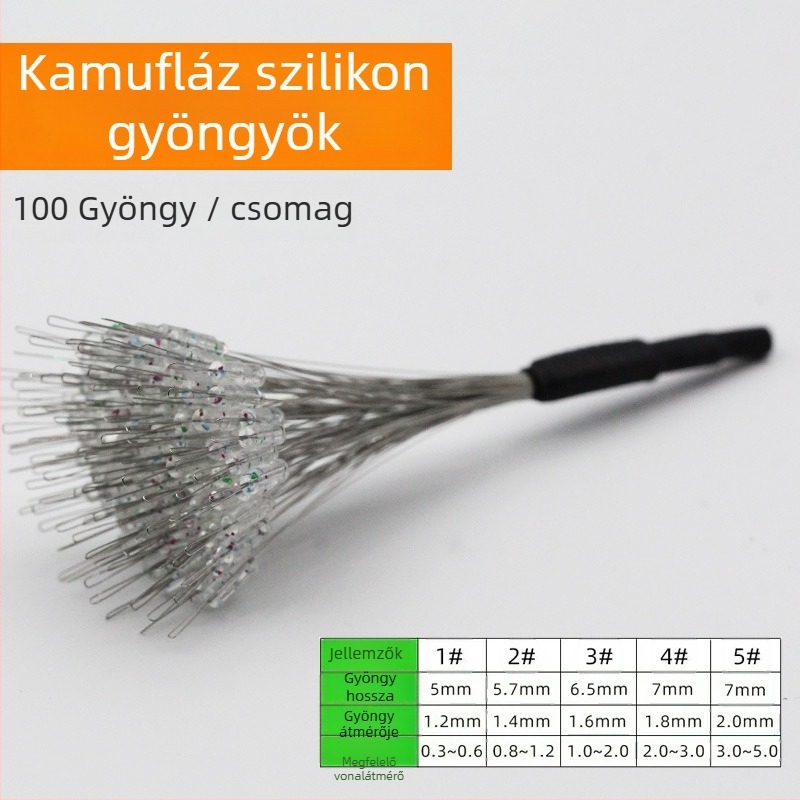 Szilikon horgász gyöngyök – anti-tekeredés, megerősítve fenekező horgászathoz (anyag: szilikon; csomag 100 darab)