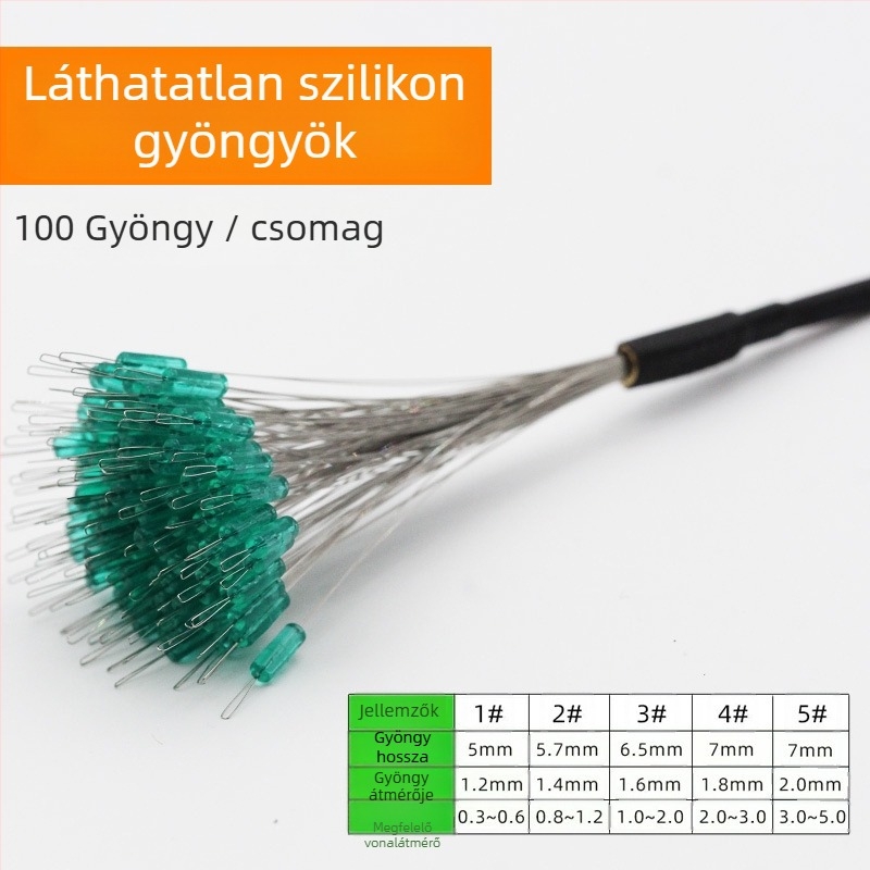 Szilikon horgász gyöngyök – anti-tekeredés, megerősítve fenekező horgászathoz (anyag: szilikon; csomag 100 darab)