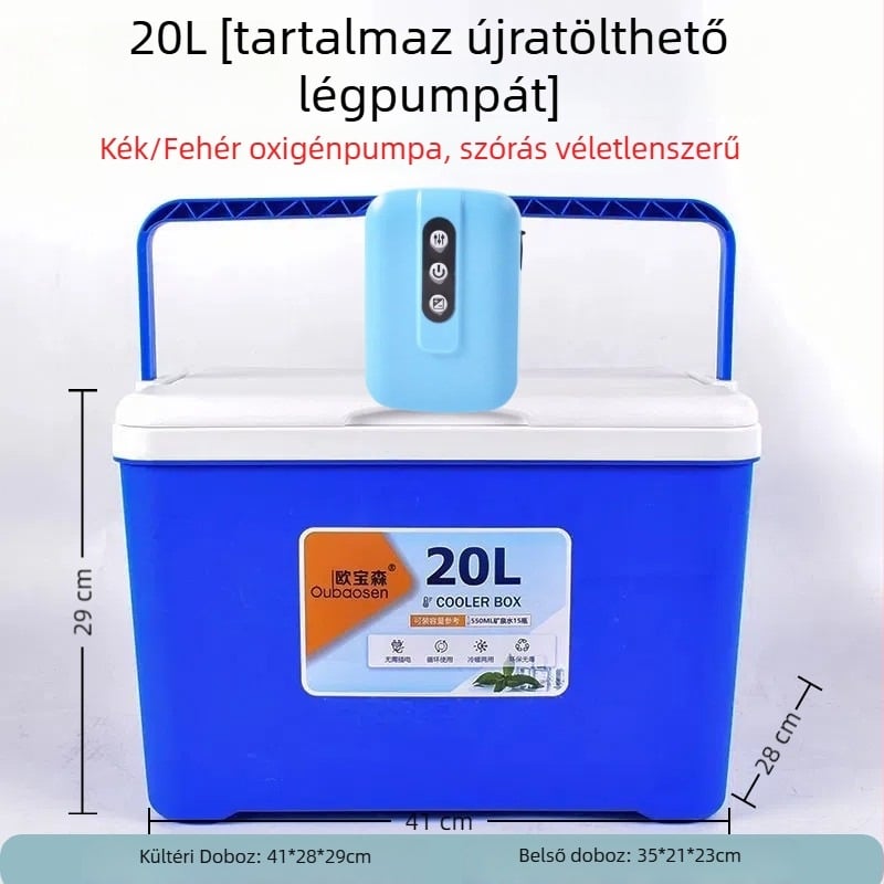 Garnélarákoknak szánt horgász doboz oxigénpumpával, műanyag, kapacitás 80+, Kínában gyártva