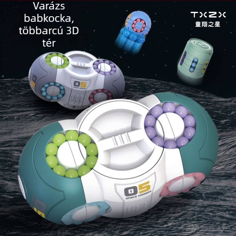 Műanyagból készült oktató játék: űr-kocka forgó gyöngyökkel a stresszoldásért, 0–3 éveseknek