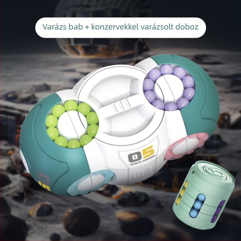 Műanyagból készült oktató játék: űr-kocka forgó gyöngyökkel a stresszoldásért, 0–3 éveseknek