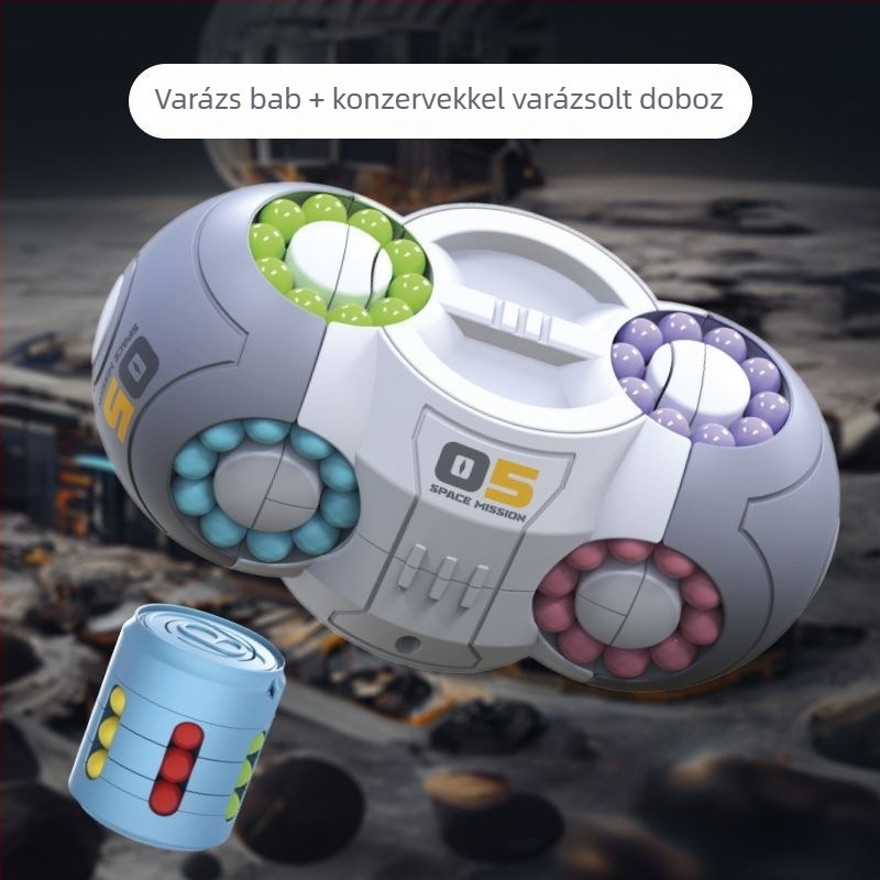 Műanyagból készült oktató játék: űr-kocka forgó gyöngyökkel a stresszoldásért, 0–3 éveseknek
