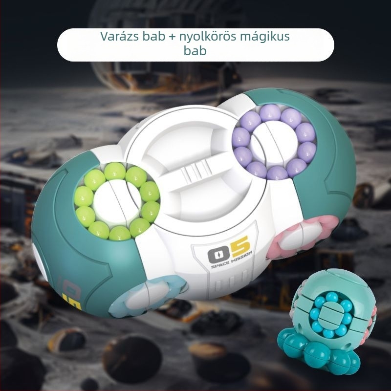 Műanyagból készült oktató játék: űr-kocka forgó gyöngyökkel a stresszoldásért, 0–3 éveseknek