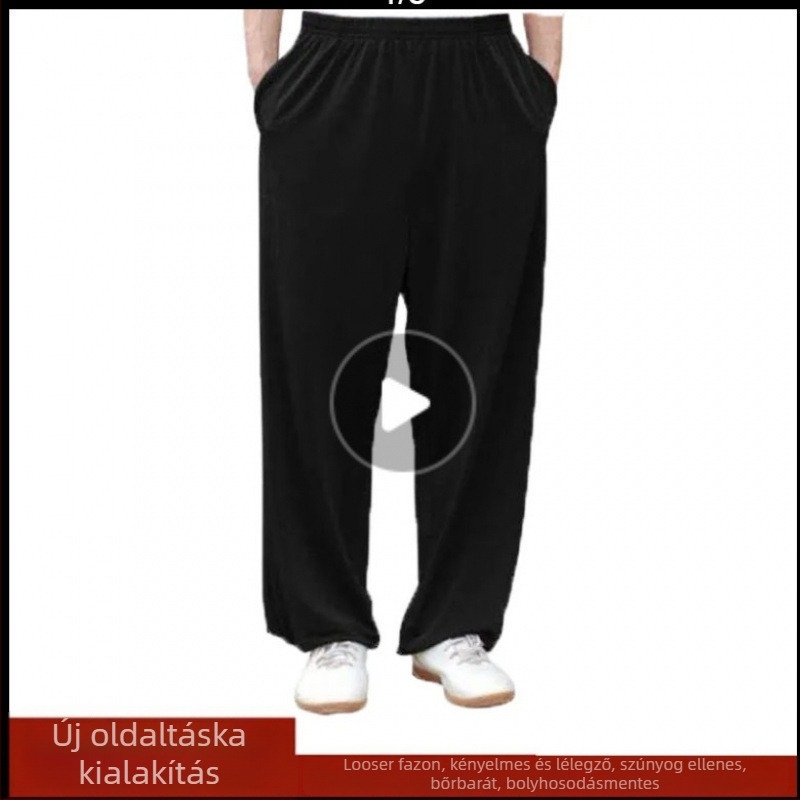 Tai Chi nadrág unisexeknek — lélegző Lycra-alapú anyag, vinilon 1%, bélés len, harcművészeti edzéshez