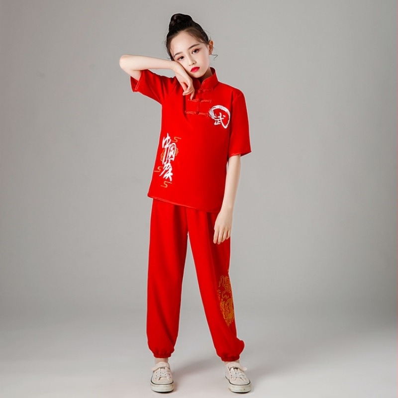 Gyerekek Taijiquan előadására szolgáló egyenruha — bambuszszén rost, 98% spandex, uniszex, bélés pamutkeverék