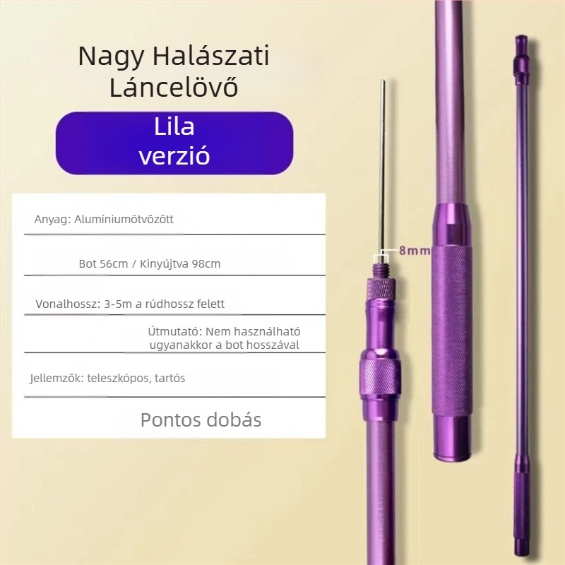 Horgász zsinór hajító hosszú hatótávolsággal, acél tű típusú, egyszerű körfejű dizájn (Kód: Civet cat; Márka: Nincs)