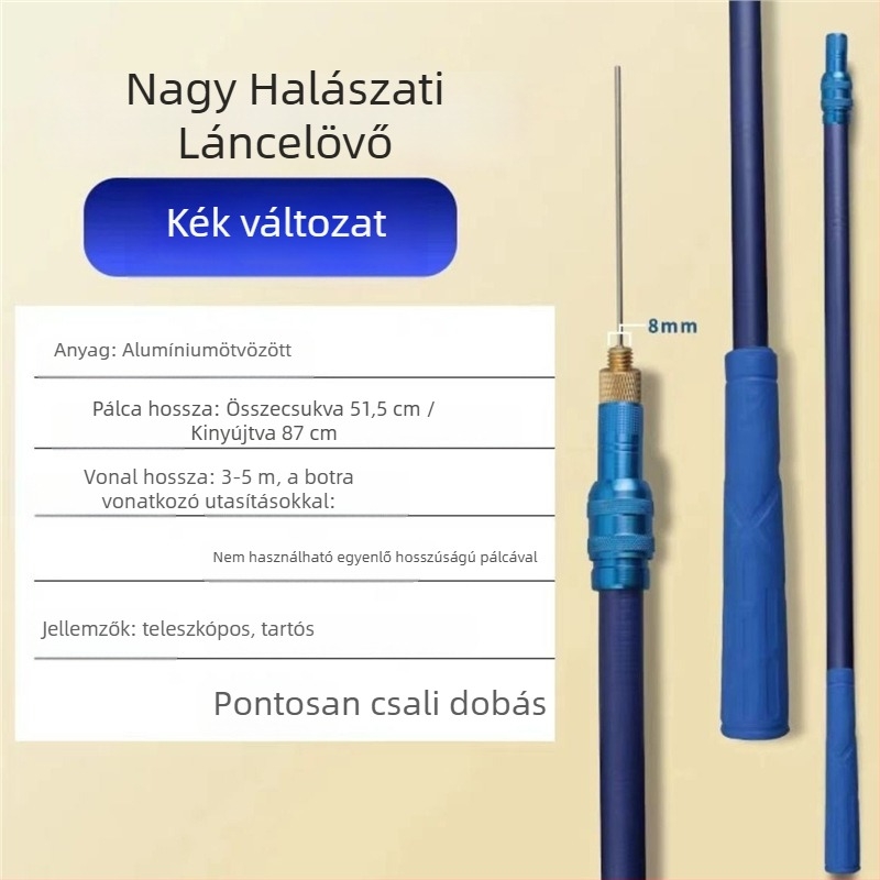 Horgász zsinór hajító hosszú hatótávolsággal, acél tű típusú, egyszerű körfejű dizájn (Kód: Civet cat; Márka: Nincs)