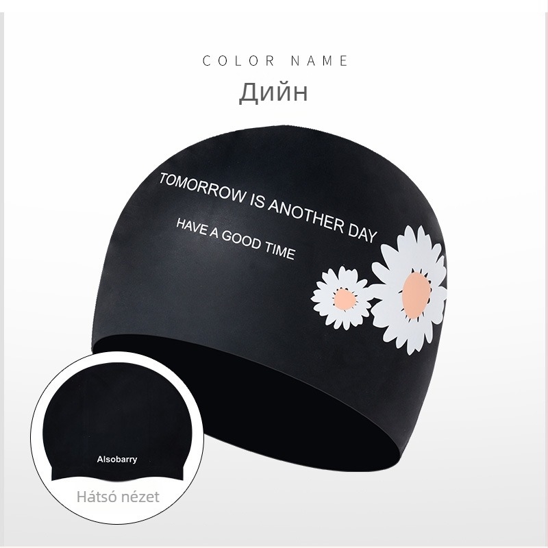 Női szilikon úszósapka karikatúra mintával, hosszú hajra, vízálló, úszáshoz és edzéshez