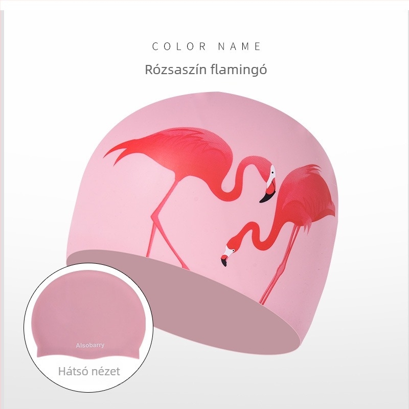 Női szilikon úszósapka karikatúra mintával, hosszú hajra, vízálló, úszáshoz és edzéshez