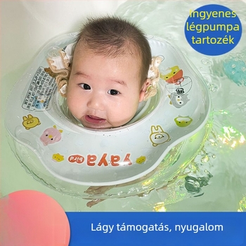 Újszülött úszógyűrű fürdőhöz, környezetbarát PVC, egyszínű minta, nyak- és hónalj kör