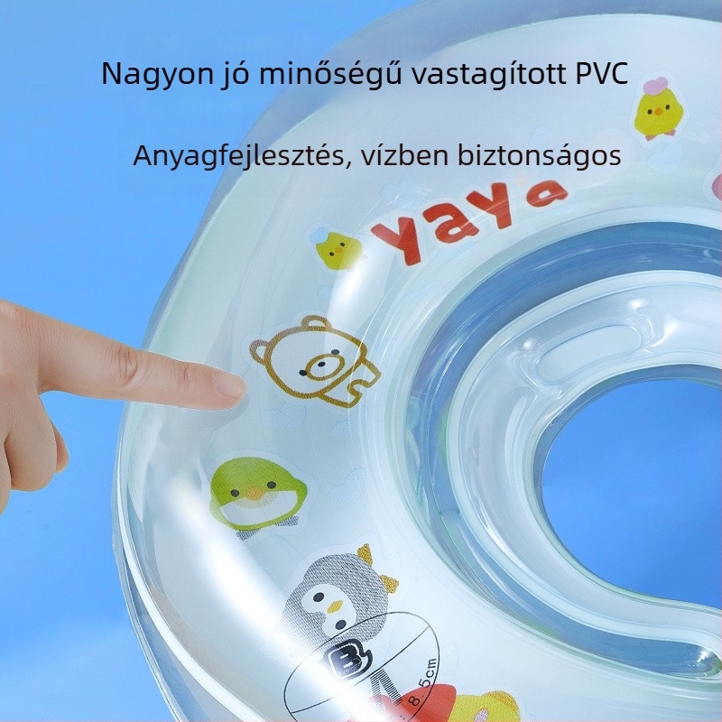 Újszülött úszógyűrű fürdőhöz, környezetbarát PVC, egyszínű minta, nyak- és hónalj kör