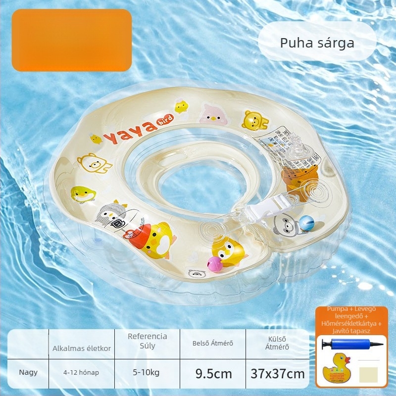 Újszülött úszógyűrű fürdőhöz, környezetbarát PVC, egyszínű minta, nyak- és hónalj kör