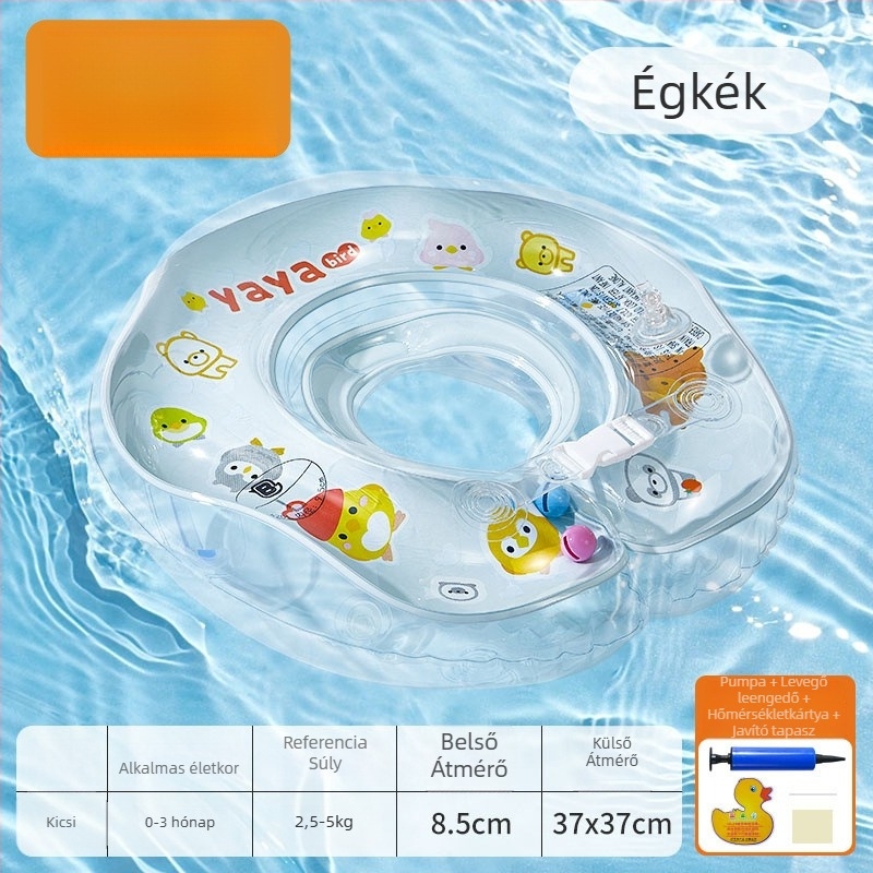 Újszülött úszógyűrű fürdőhöz, környezetbarát PVC, egyszínű minta, nyak- és hónalj kör