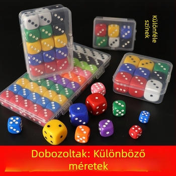 Oktatási dobókockák, műanyag akril dobókockák, kerek sarkú és hatszögű, 2000 készlet, testreszabás elérhető, sakk és kártyajátékokhoz