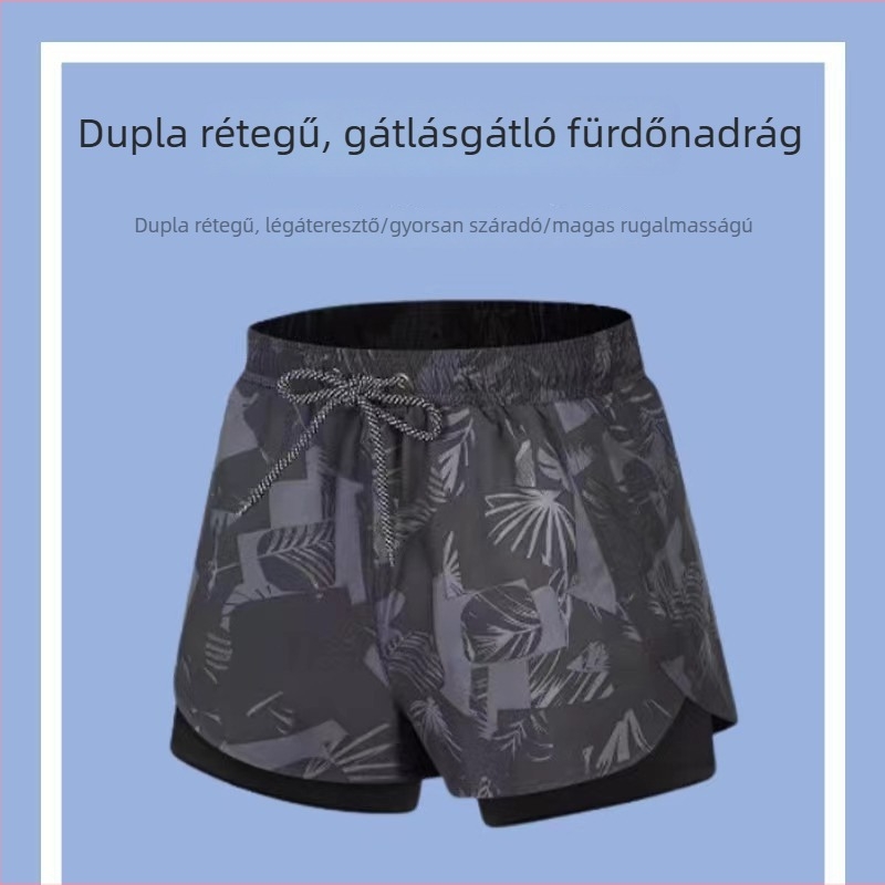 Férfi úszónadrág dupla rétegű, gyorsan száradó, nagy méretekben, boxer-stílusú, strandhoz és termálfürdőkhöz.