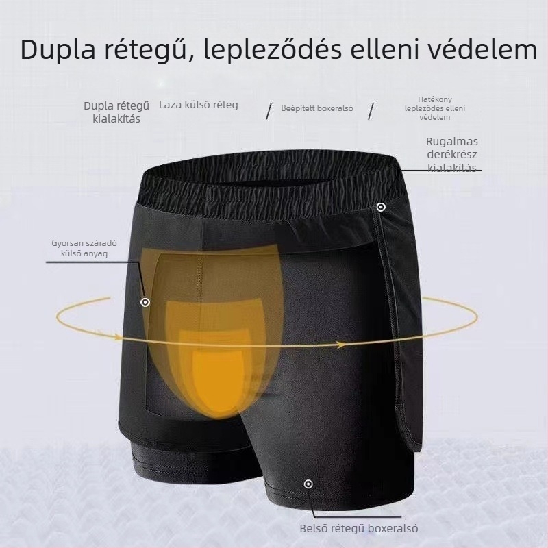 Férfi úszónadrág dupla rétegű, gyorsan száradó, nagy méretekben, boxer-stílusú, strandhoz és termálfürdőkhöz.