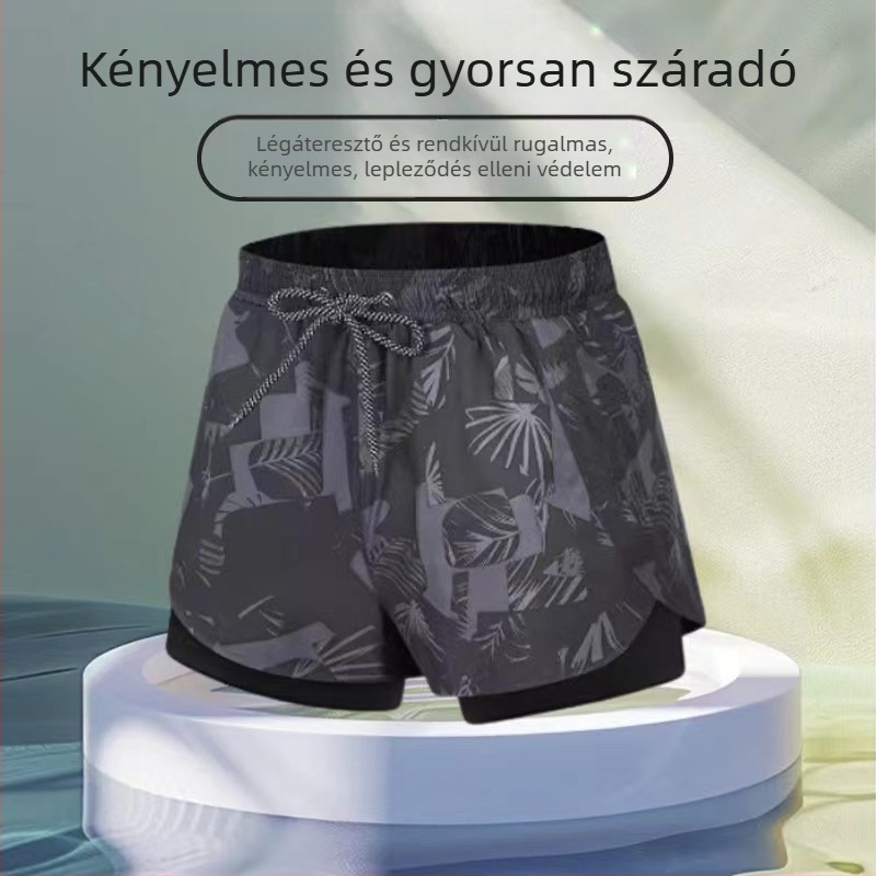 Férfi úszónadrág dupla rétegű, gyorsan száradó, nagy méretekben, boxer-stílusú, strandhoz és termálfürdőkhöz.