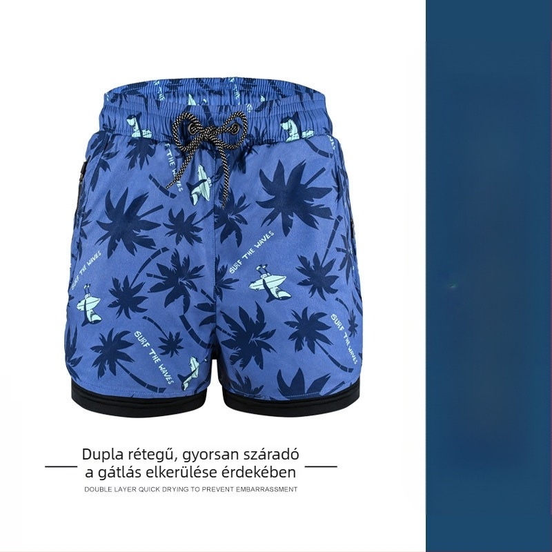 Férfi úszónadrág dupla rétegű, gyorsan száradó, nagy méretekben, boxer-stílusú, strandhoz és termálfürdőkhöz.