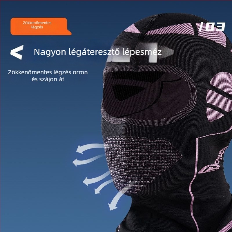 Téli kerékpáros teljes maszk, sisak-kompatibilis, vastagabb légáteresztő és szélvédett nyakvédő