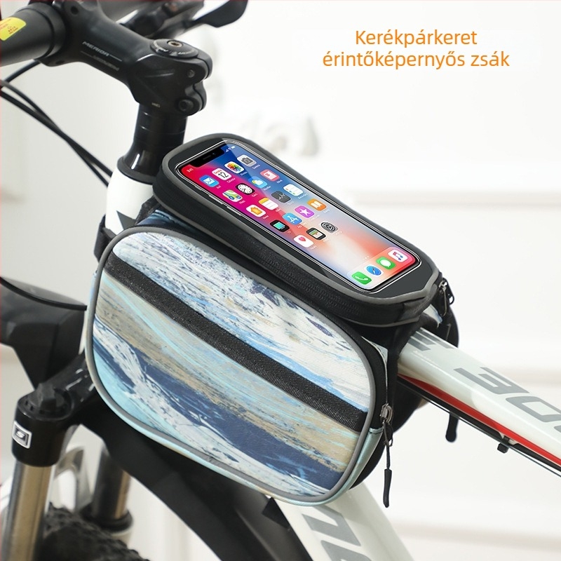 Elülső váztáska MTB-hez telefon tárolással, vízálló, PU bőr, CBJLB909 modell, Chibeijia márka, nagy kapacitás, béléssel