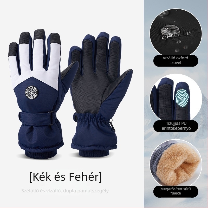 Oxford anyagú síkesztyűk, meleg, vízálló, érintőképernyő-kompatibilis