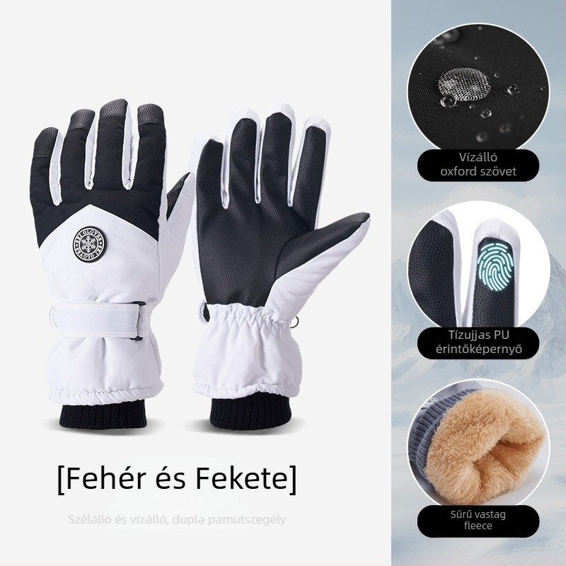 Oxford anyagú síkesztyűk, meleg, vízálló, érintőképernyő-kompatibilis