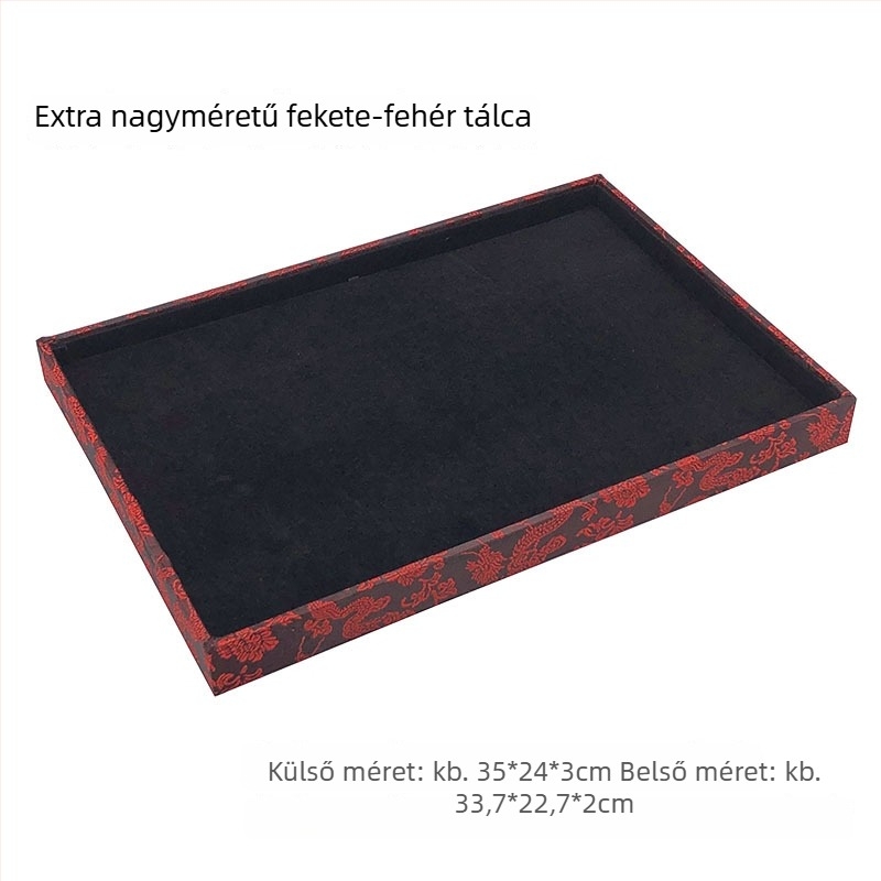 Egyrészes ékszerkijelző tál 125 rekeszével; anyag: préselt fa lemez; antik stílus; összeszerelési kivitelezés