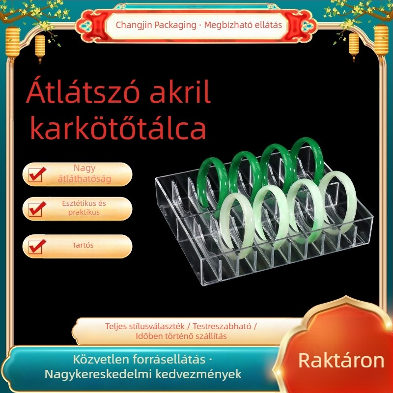Átlátszó akril ékszerkiállító tál, jáde karkötő és más ékszerek kiállítására, tároló doboz