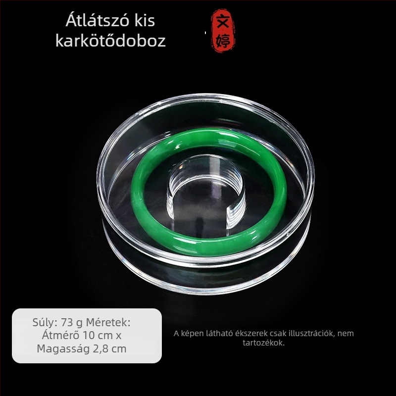 Átlátszó akril ékszerkiállító tál, jáde karkötő és más ékszerek kiállítására, tároló doboz