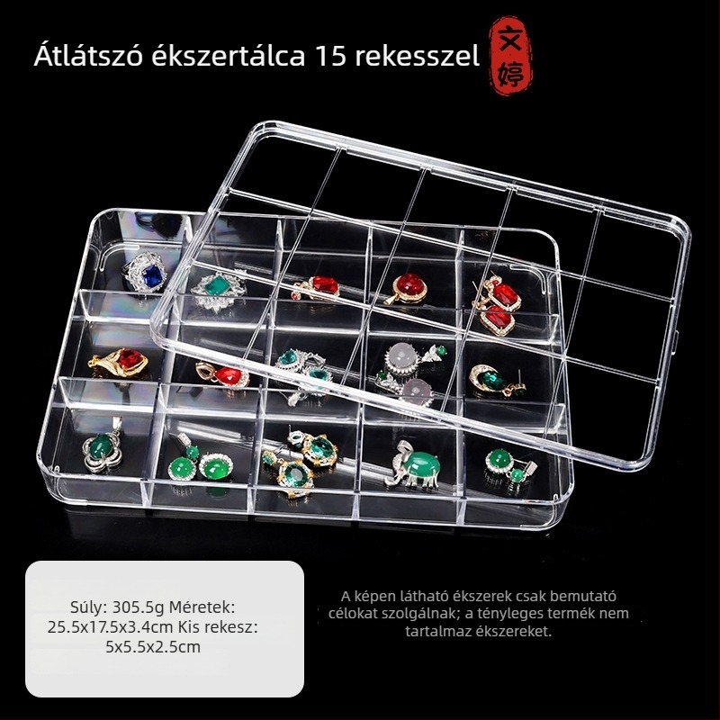 Átlátszó akril ékszerkiállító tál, jáde karkötő és más ékszerek kiállítására, tároló doboz
