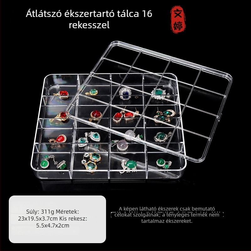 Átlátszó akril ékszerkiállító tál, jáde karkötő és más ékszerek kiállítására, tároló doboz