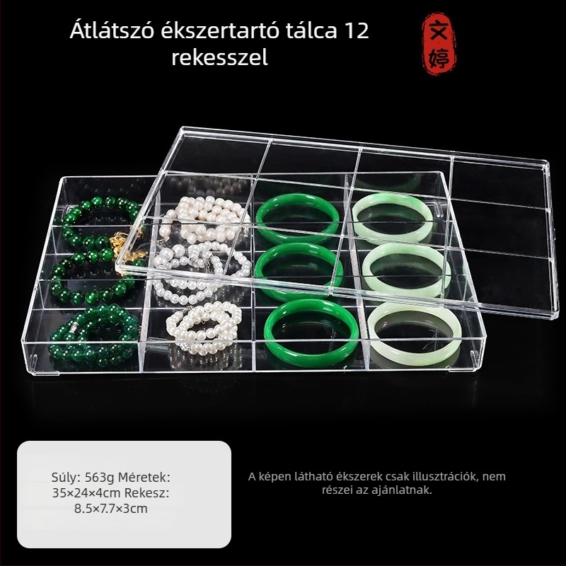 Átlátszó akril ékszerkiállító tál, jáde karkötő és más ékszerek kiállítására, tároló doboz