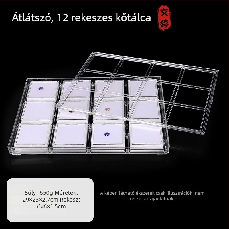 Átlátszó akril ékszerkiállító tál, jáde karkötő és más ékszerek kiállítására, tároló doboz