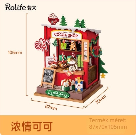 Fából készült DIY mézeskalács ház miniatűr jelenettel és építőelemekkel — 15–35 éveseknek, Robotime márka