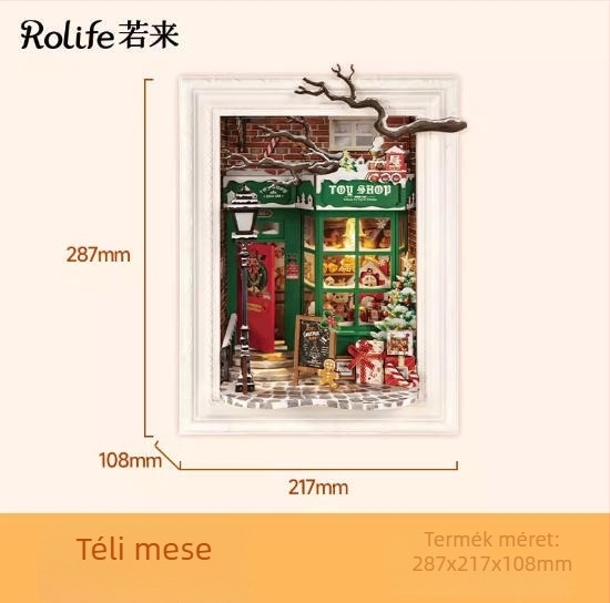 Fából készült DIY mézeskalács ház miniatűr jelenettel és építőelemekkel — 15–35 éveseknek, Robotime márka