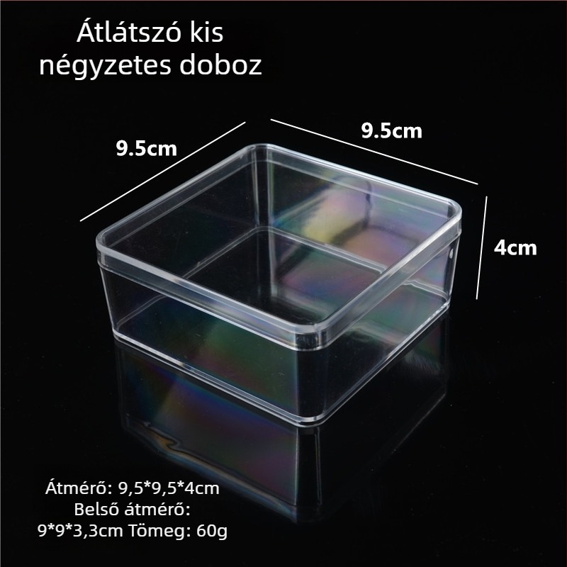 Ékszerkijelző doboz – Átlátszó akril, porálló, négyzetes/kerek alak, gyűrűk és Buddha gyöngyök számára