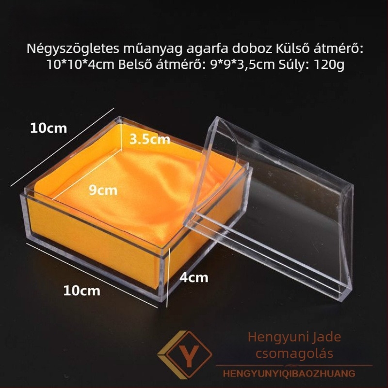 Ékszerkijelző doboz – Átlátszó akril, porálló, négyzetes/kerek alak, gyűrűk és Buddha gyöngyök számára