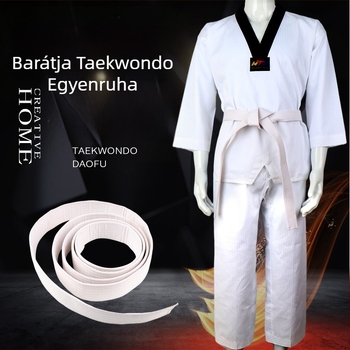Taekwondo egyenruha, uniszex felnőttek és gyerekek számára, edzőruha pamut béléssel, poliészter-pamut anyag, tolerancia 0,1 cm