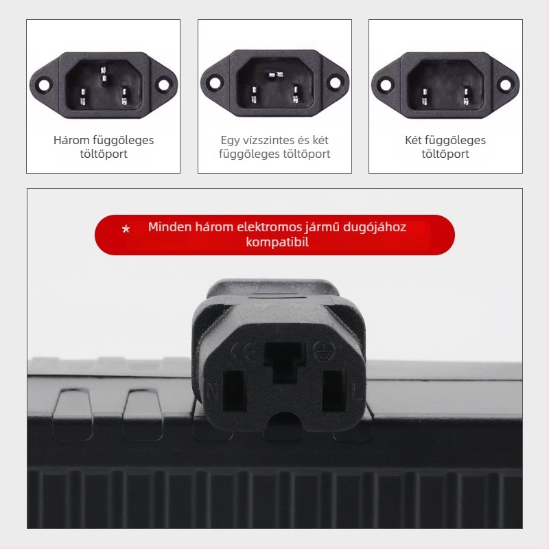 Akkumulátorról működő légpumpa járművekhez, hordozható, 48–72V, 120W, 35 L/min, 3 m kábel, tömeg 1 kg