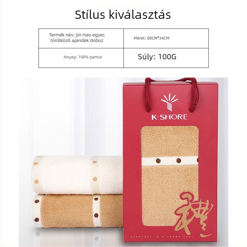 100% pamut törölköző KING SHORE, 21s, 80–100 g, Hemming, Jacquard