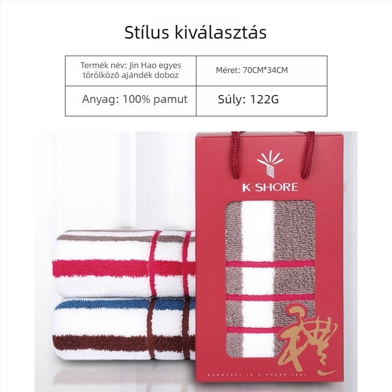 100% pamut törölköző KING SHORE, 21s, 80–100 g, Hemming, Jacquard