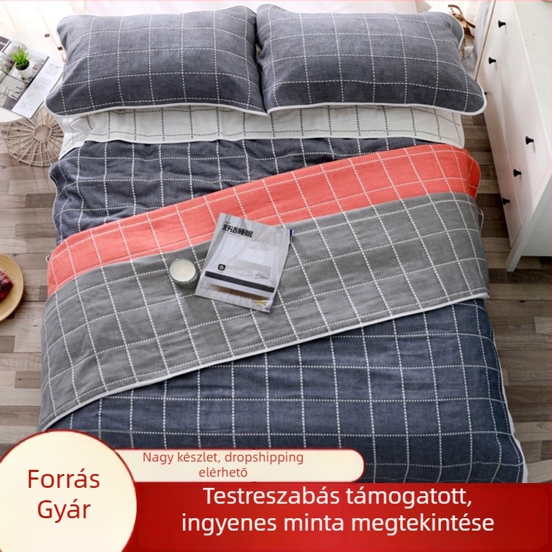 Törölköző takaró – hat réteg gézanyag, 100% pamut, csíkos mintázat, 1,55–2,00 kg, nyár