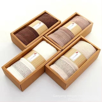 Japán stílusú pamut vastagított méhsejt törölköző ajándékdoboza, hímzett és testreszabható, 100 g, 32 szál, hímzés és jacquard feldolgozás