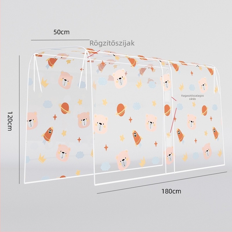 Ruhafedő nyomtatott Űr-mackó mintával, átlátszó, PVC, porvédő, ruhákhoz (nyár 2024 megjelenés)