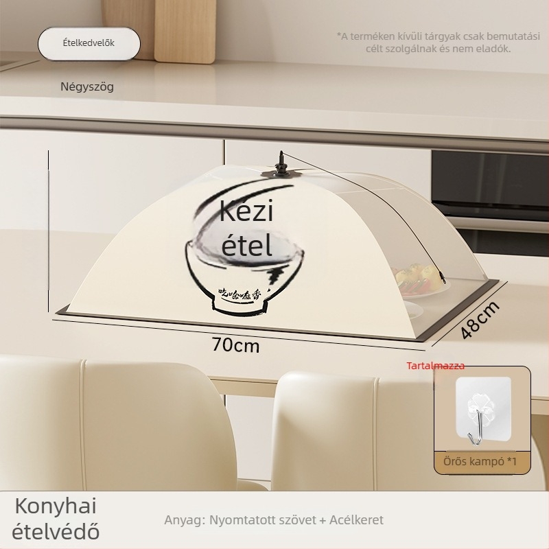 Szigetelt ételtakaró a háztartási konyhaasztalhoz – Levehető és mosható, por- és szúnyogbiztos, összecsukható