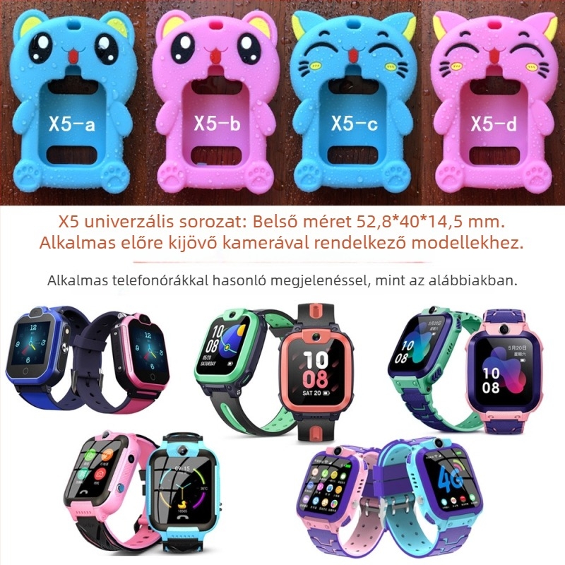 Univerzális gyerekeknek készült okosóra védőtok szilikon medálos nyakpánttal (anyag: szilikon; kompatibilitás: univerzális; tömeg: 0,05)