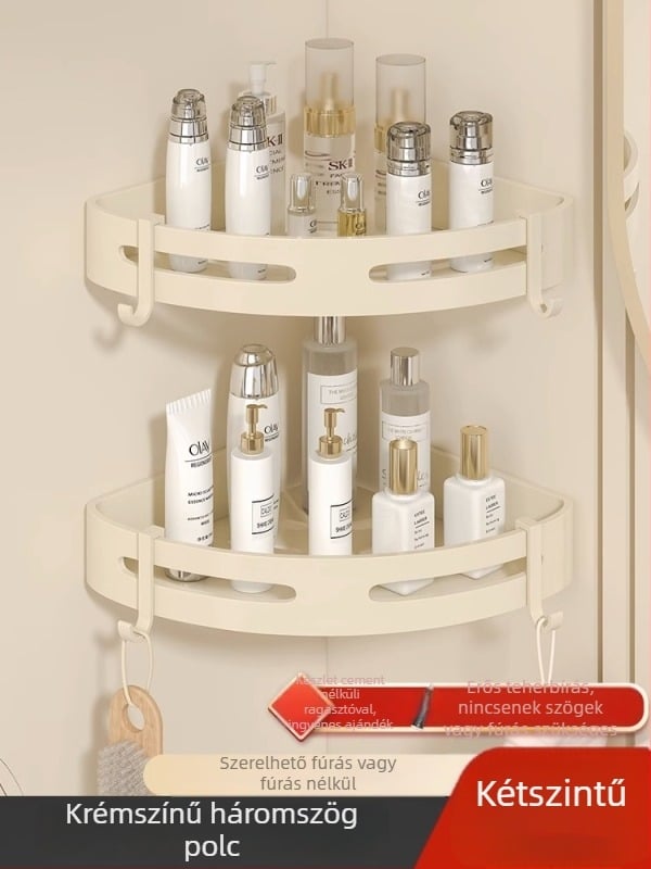 Fürdőszobai törölközőtartó falra szerelhető készlet, 2 szintes, felület: spray-műanyag, anyag: selyemvirág