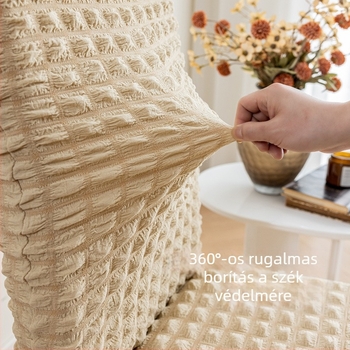 Krém színű Seersucker elasztikus székhuzat, hosszú, egész éves használatra, étkezőszékre és bárszékre, modern minimalist stílus.